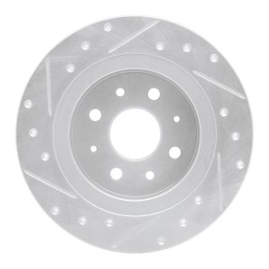 Kia Sephia Brake Rotor (1) - Rear Right - R1 Concepts - Drilled & Slotted - Silver - `98-`03